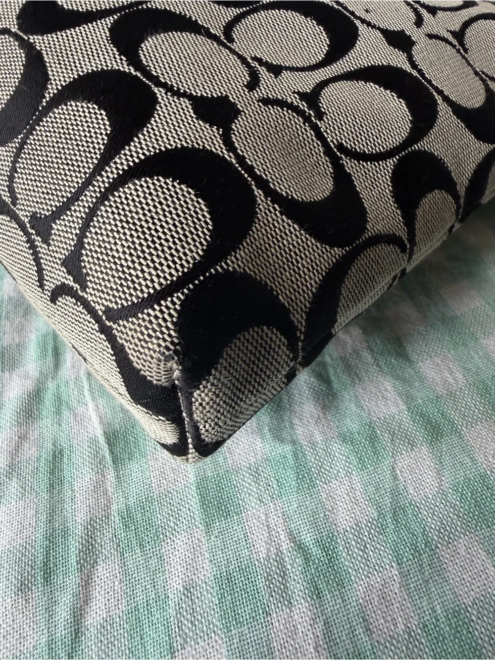 Coach Signature Stripe Black and Gray Monogram Crossbody Bag